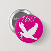 白い平和鳩ボタン 缶バッジ (正面&裏面)