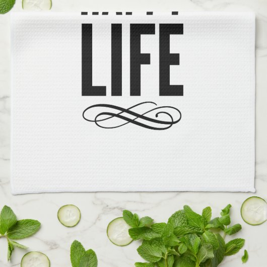 白い幸せな妻のタイポグラフィの引用文 キッチンタオル (折り畳み)