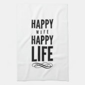 白い幸せな妻のタイポグラフィの引用文 キッチンタオル (縦)