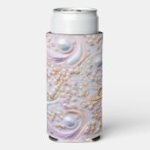 白い幻惑真珠と金ゴールドの背景 スリム缶クーラー (Seltzer裏面)