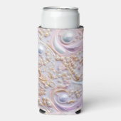 白い幻惑真珠と金ゴールドの背景 スリム缶クーラー (Seltzer正面)