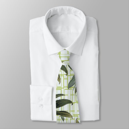 白い幾何学模様の植物性ネクタイ ネクタイ (タイ)