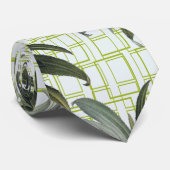 白い幾何学模様の植物性ネクタイ ネクタイ (ロール)