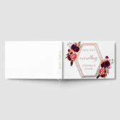 白い幾何学的なブルゴーニュのピンクの花模様結婚ズ ゲストブック (全面)