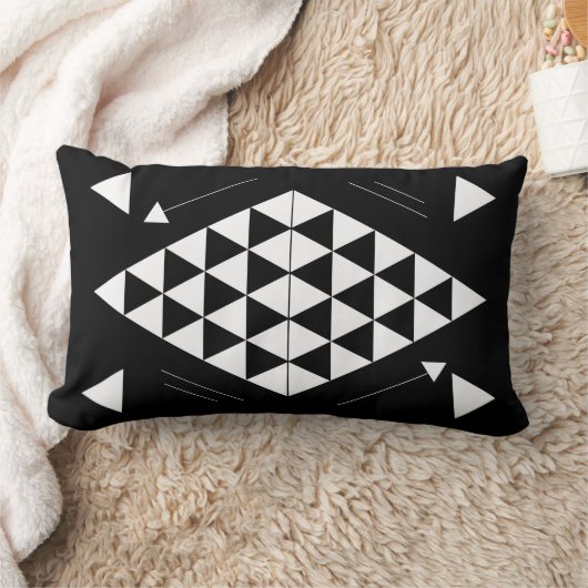白い幾何学的な三角形 ランバークッション (ブランケット)