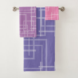 白い幾何学的に交差したランダムな正方形 バスタオルセット