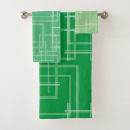 白い幾何学的に交差したランダムな正方形 バスタオルセット