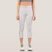 白い幾何学的イリュージョンのパターン:カスタム文字ロゴ カプリレギンス (正面)