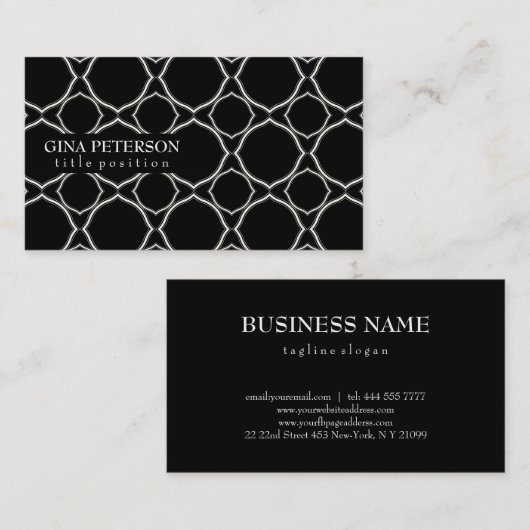 白い幾何形状パターン 名刺 (正面/裏面)