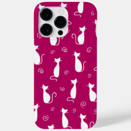 白い座猫柄のホットピンク Case-Mate iPhone 14 PRO MAXケース