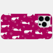 白い座猫柄のホットピンク Case-Mate iPhoneケース (裏面 (横))