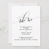 白い延期エレガントカード結婚を2枚持つ 招待状 (正面)