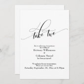 白い延期エレガントカード結婚を2枚持つ 招待状 (正面/裏面)