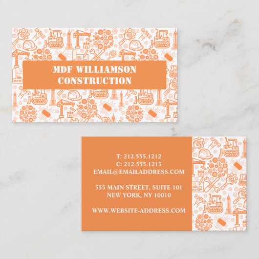 白い建築設計図のエンジニアパターン 名刺 (正面/裏面)