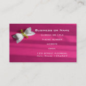 白い弓でピンク色の背景 名刺 (裏面)