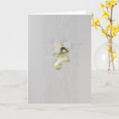 白い弓で金ゴールドベビーをパーソナライズ カード (黄色い花)
