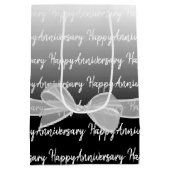 白い弓とグラデーション幸せな記念日 ミディアムペーパーバッグ (裏面)