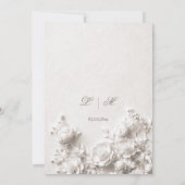 白い彫刻の花 3D ローズ ウェディング 招待状 (裏面)