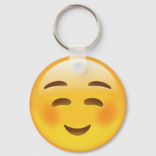白い微笑の顔Emoji キーホルダー