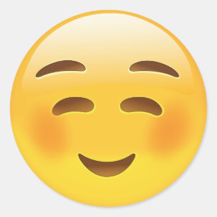 白い微笑の顔Emoji ラウンドシール