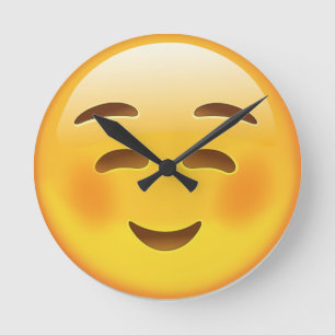 白い微笑の顔Emoji ラウンド壁時計