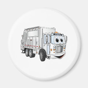 白い微笑みを浮かべた漫画のごみ車 マグネット