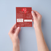 白い心の歯のロゴ歯科、歯医者の広告 チラシ (手)