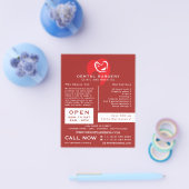 白い心の歯のロゴ歯科、歯医者の広告 チラシ (シングル)