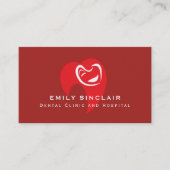 白い心の歯のロゴ、歯科医アポイントメント 名刺 (正面)