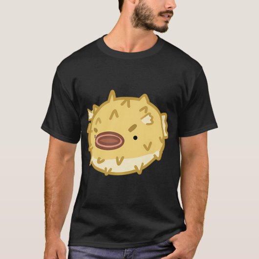 白い怒ったフグ Tシャツ (正面)