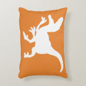 白い恐竜ラプターシルエット アクセントクッション (正面(垂直))