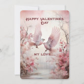 白い愛の鳥へのバレンタインデーの挨拶 シーズンカード (正面)