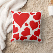 白い愛枕の赤いハート クッション (ブランケット)