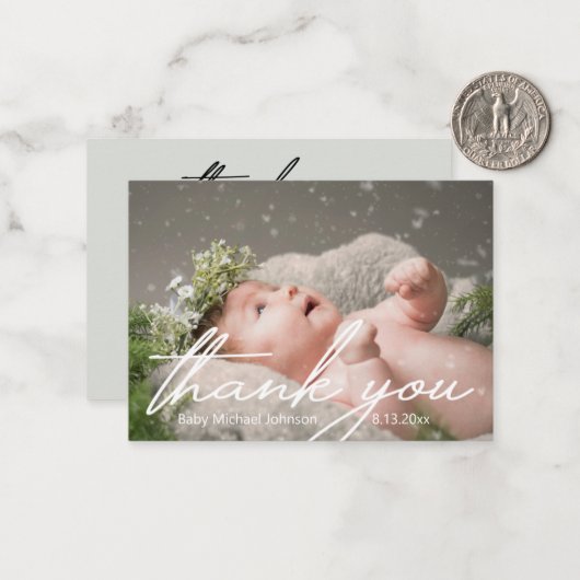 白い感謝してい書生まれたばかりのき写真 ノートカード (正面/裏面インサイチュ)