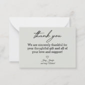 白い感謝してい書生まれたばかりのき写真 ノートカード (裏面)