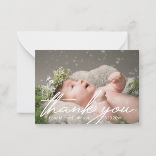 白い感謝してい書生まれたばかりのき写真 ノートカード (正面)