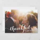 白い感謝書モダンの写真結婚の サンキューカード (正面)
