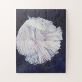 白い戦闘魚 ジグソーパズル (縦)