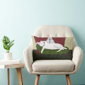 白い戯曲子猫のイラストレーションを含む装飾用クッション ランバークッション (椅子)