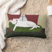 白い戯曲子猫のイラストレーションを含む装飾用クッション ランバークッション (ブランケット)