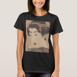 白い扇子を持つ女性の肖像 – ヴィンテージジャパン Tシャツ