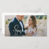 白い手かわいらしのレタリング日付の写真を保存 セーブザデート (正面/裏面)