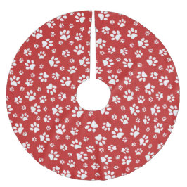 白い手でクリスマスツリースカートをプリント ブラッシュドポリエステルツリースカート