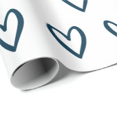 白い手で描かれたプロシアンブルーハートラッピングP ラッピングペーパー (ロールコーナー)