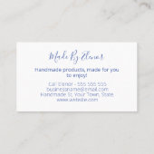 白い手作りのブルーバード 名刺 (裏面)