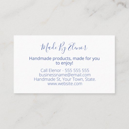 白い手作りのブルーバード 名刺 (裏面)