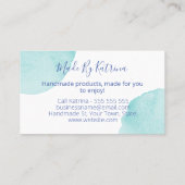 白い手作りの水彩の点(青) 名刺 (裏面)