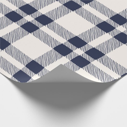 白い手描きの国の農家の援助の海軍 ラッピングペーパー (角)