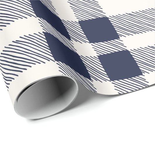 白い手描きの国の農家の援助の海軍 ラッピングペーパー (ロールコーナー)