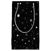 白い手描き星（黒） スモールペーパーバッグ (正面)